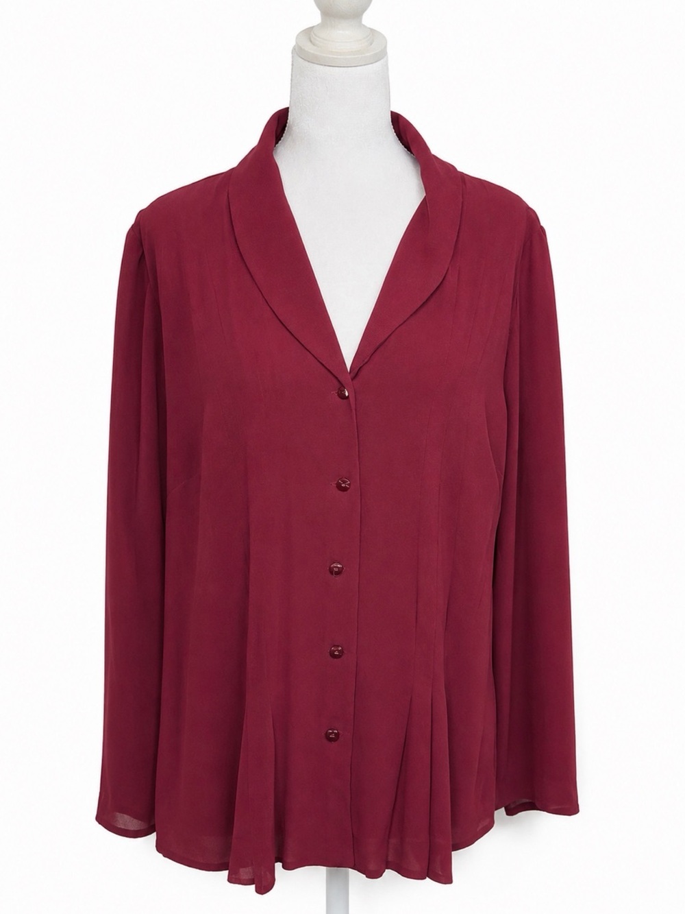 Julian Taylor Burgundy Button-Front Blouse
